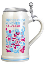 Offizieller Oktoberfestkrug 2019 der Stadt München - Wiesnkrug mit Zinndeckel